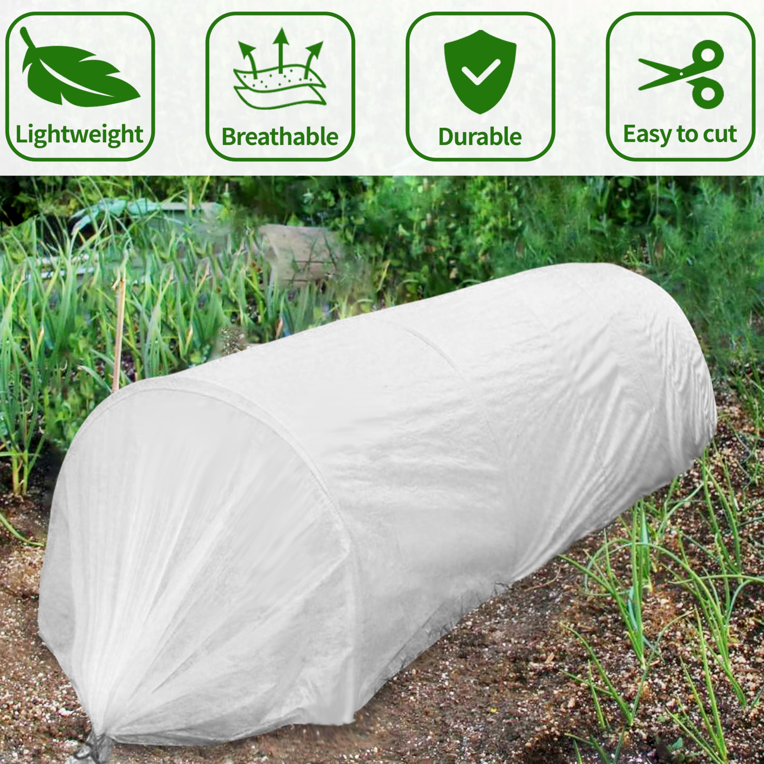 Cubiertas para plantas de 10 x 30 pies, protección contra la congelación, paños de 1.5 onzas/yd², manta para plantas para cama de jardín elevada de invierno, cubierta de jardín para nieve, árbol