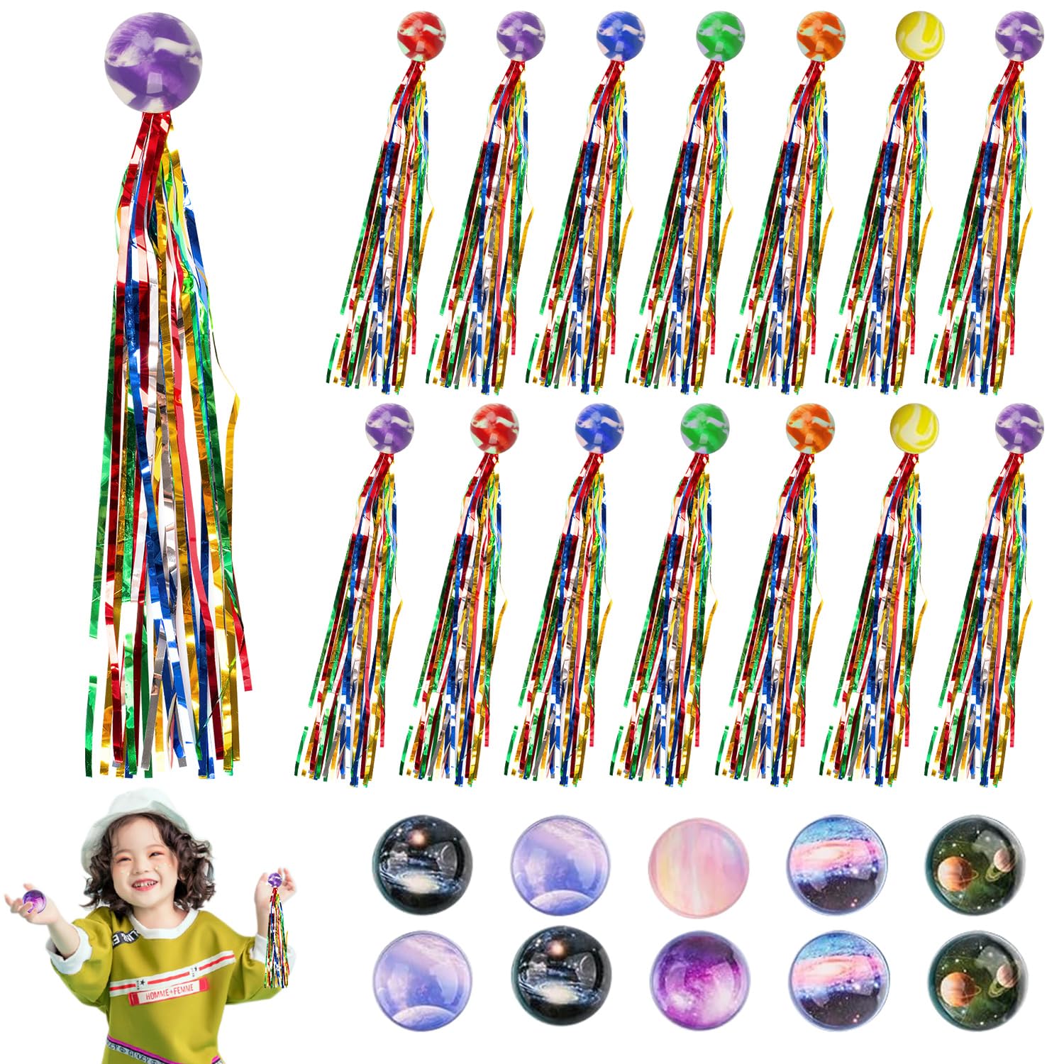 VTYTZZ 20 Stück Flummis - Hüpfbälle Mit Buntem Schweif Für Kinder