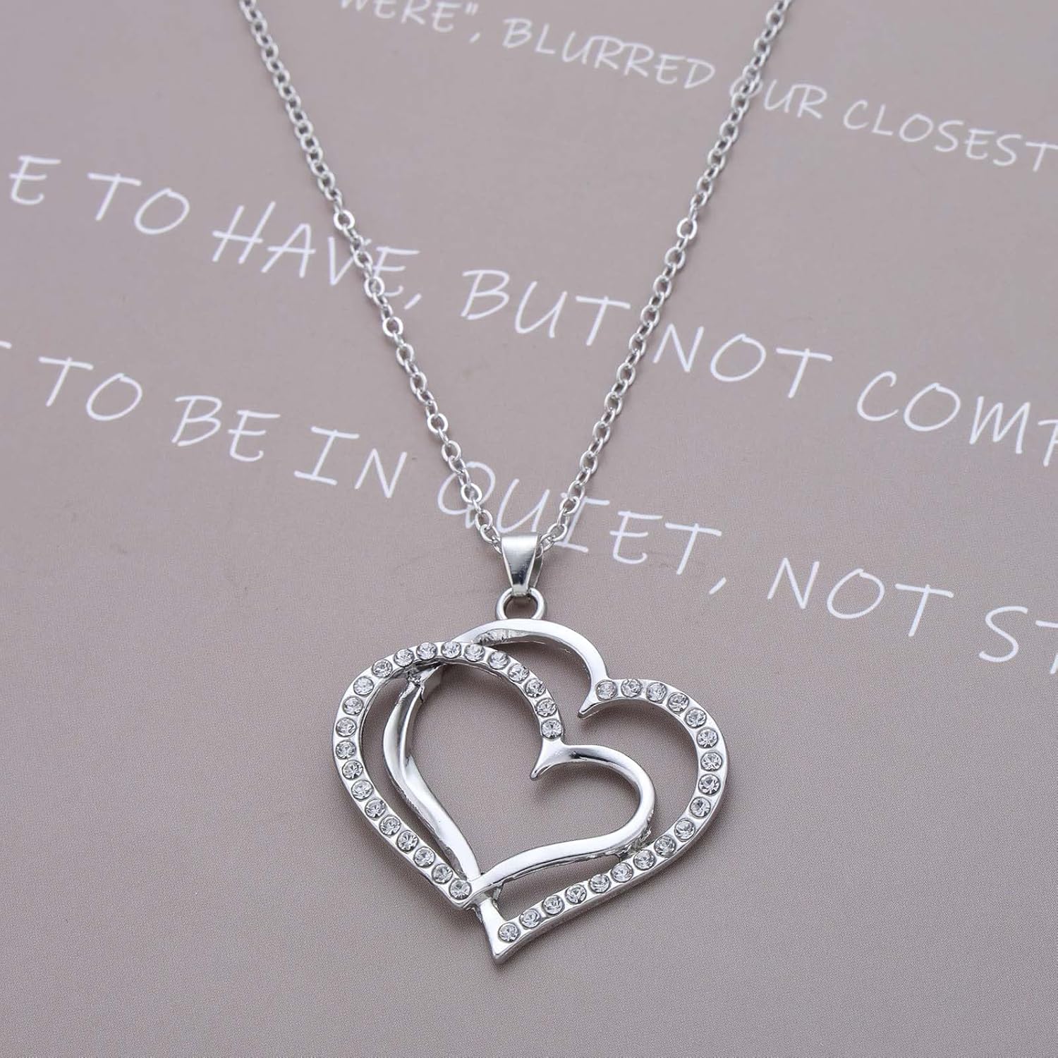 Andelaisi Boho Rhinestone Heart Necklace Crystal Heart Love Necklace Large Heart Necklaces Hollow Heart Chain Necklaces Jewelry for Women(Gold) - Image 6