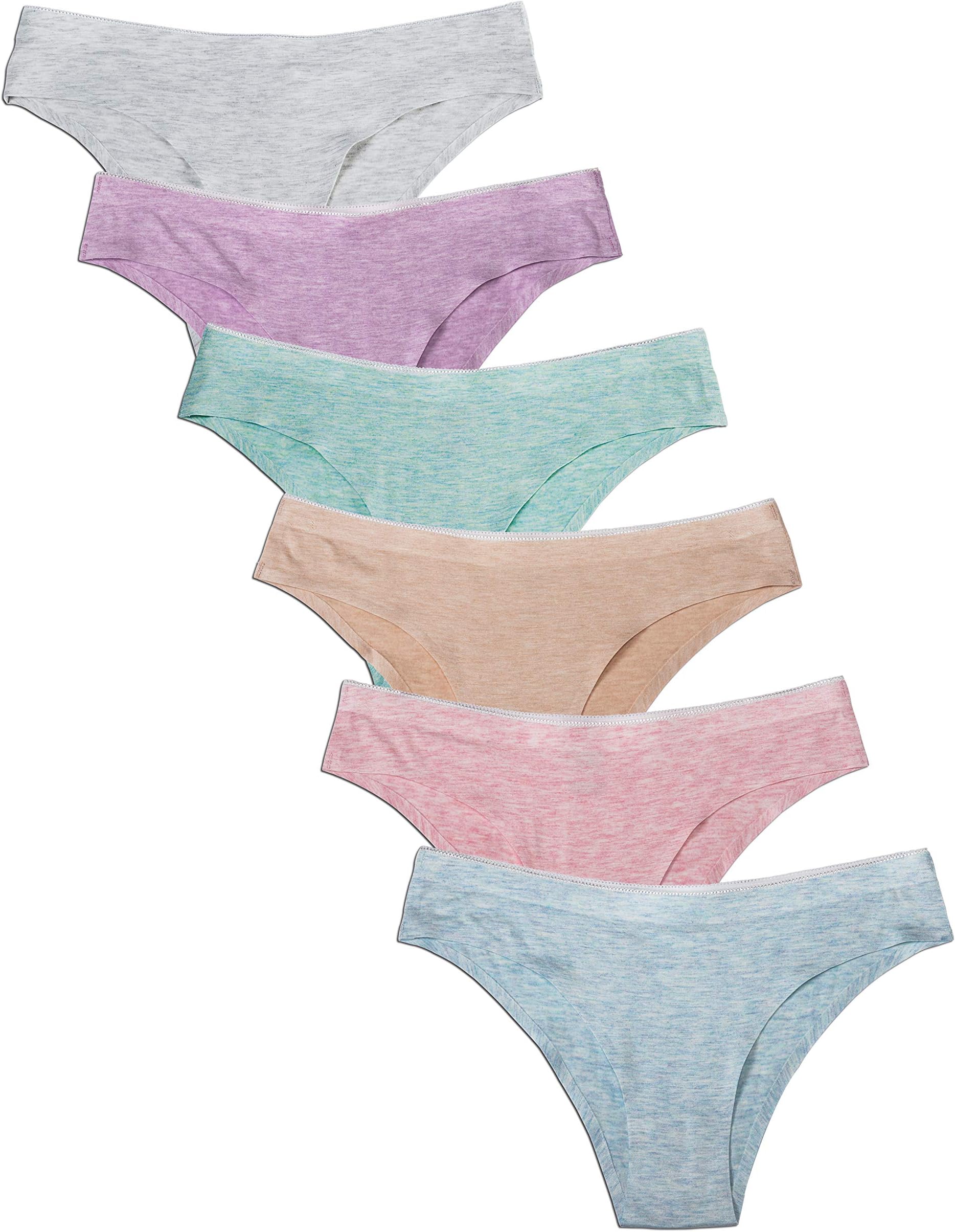 COSOMALL Women's Hipster Cotton Panties Seamless Low-Rise Cheekini Panty Soft Stretch Bikini Underwear