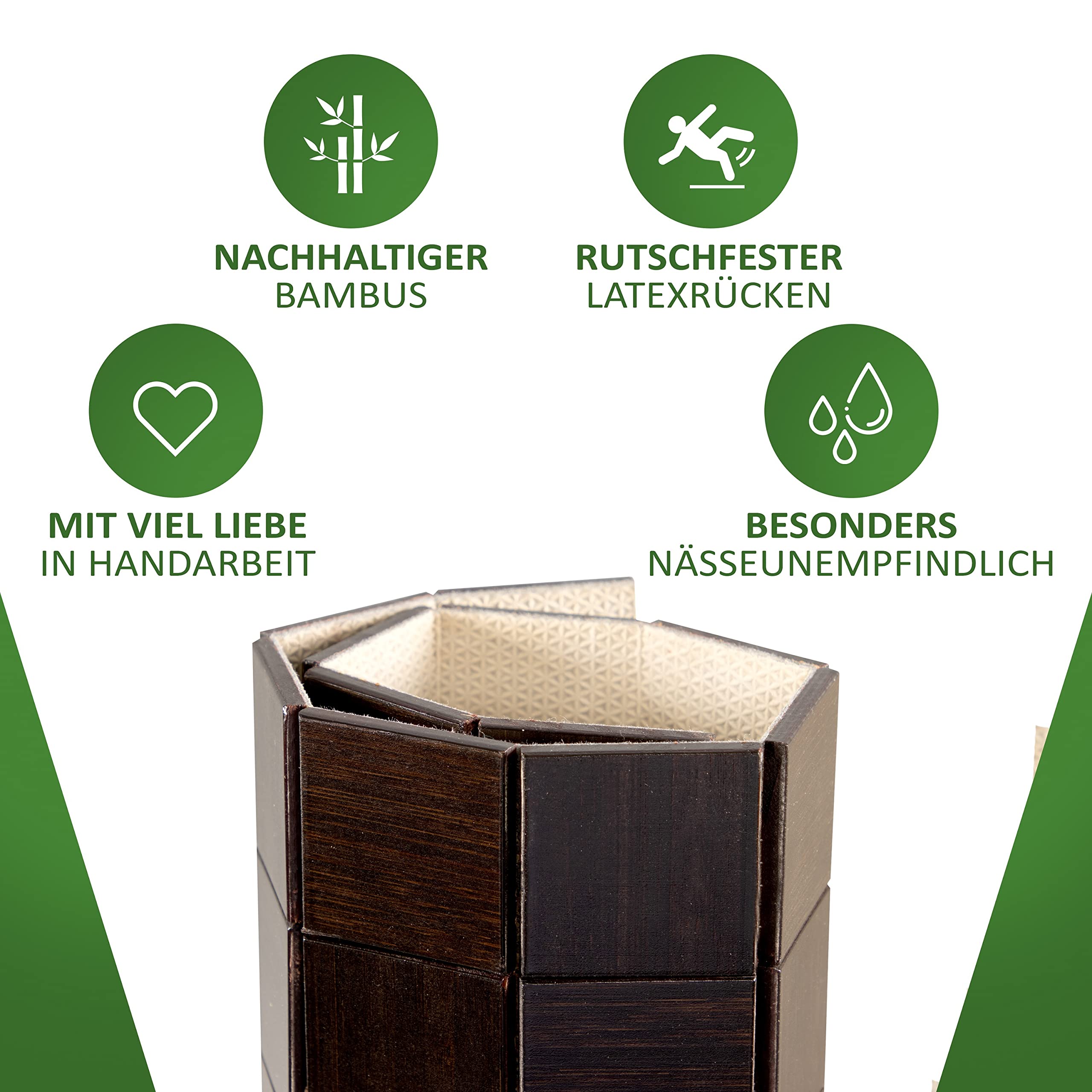 Bambus Badematte Von Dependable Industries | 62,2x40 Cm, Rutschfest & Wasserdicht | Zusammenklappbar