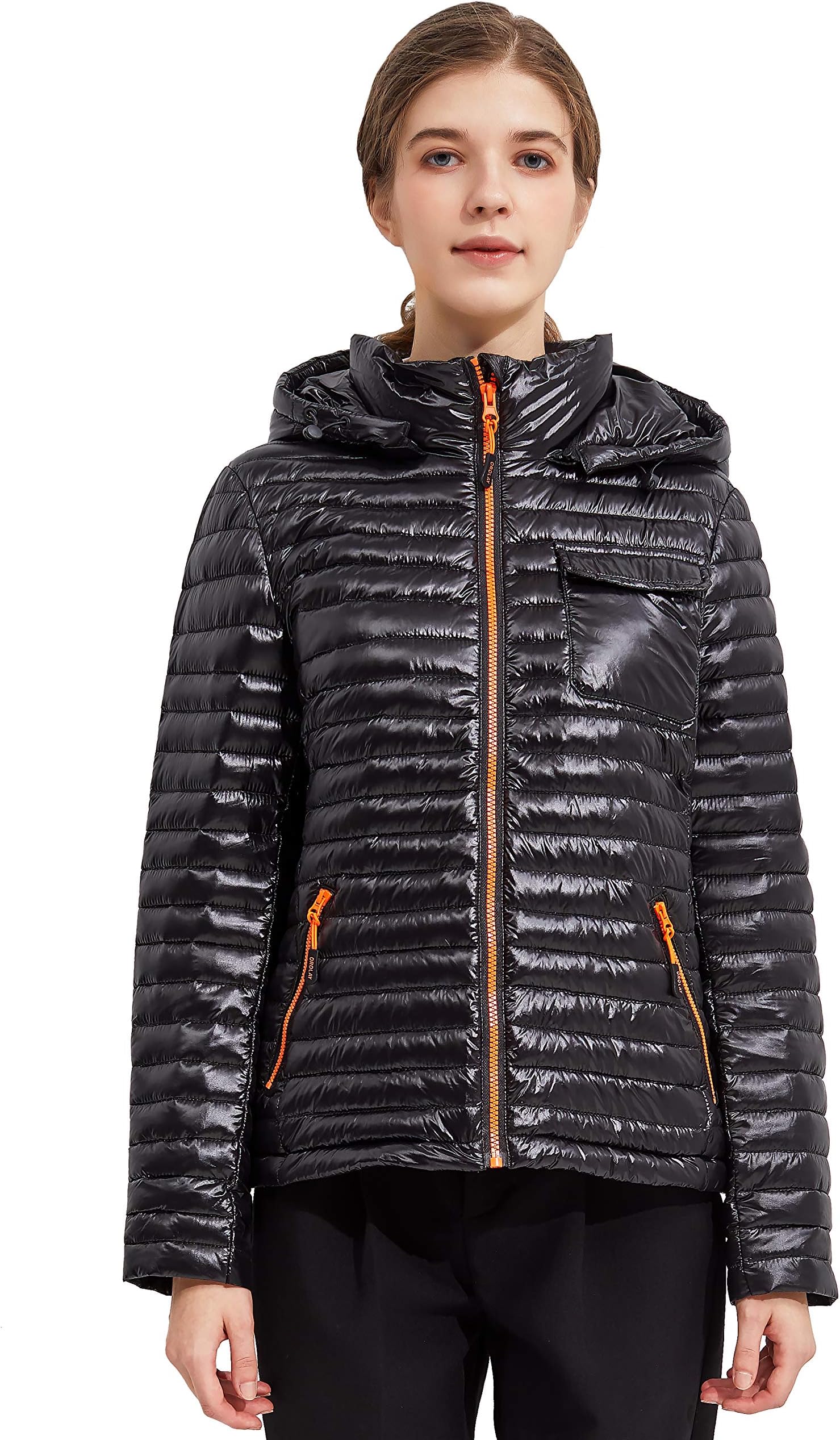 Women's Light Down Jacket Packable Winter Coat Hooded Cropped Puffer Jacket