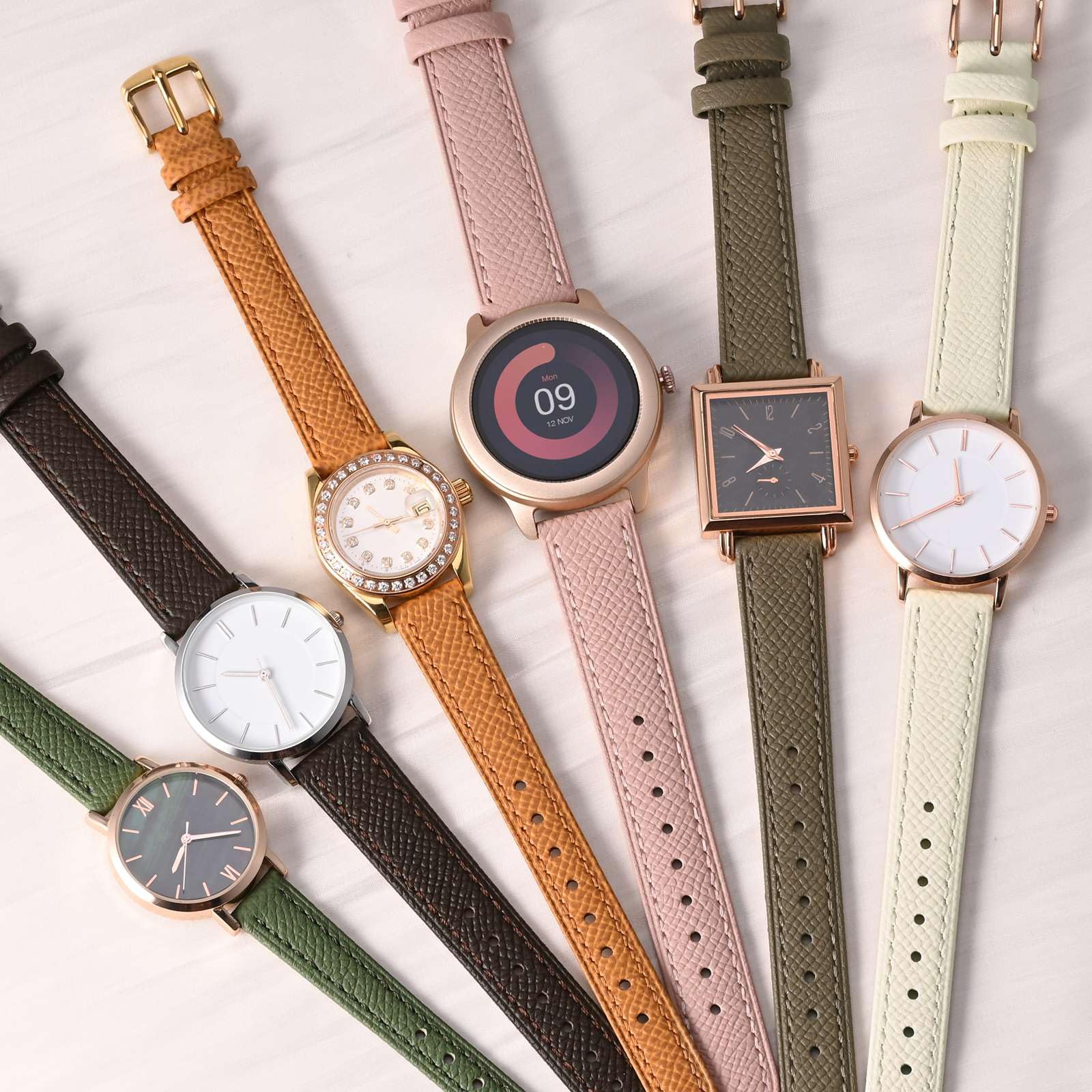 WOCCI Grace Watch Pasek do zegarka, skóra licowa, szybkie zapięcie, Quick Release, klamra ze stali nierdzewnej, szerokość paska 12, 14, 16, 18, 20 mm