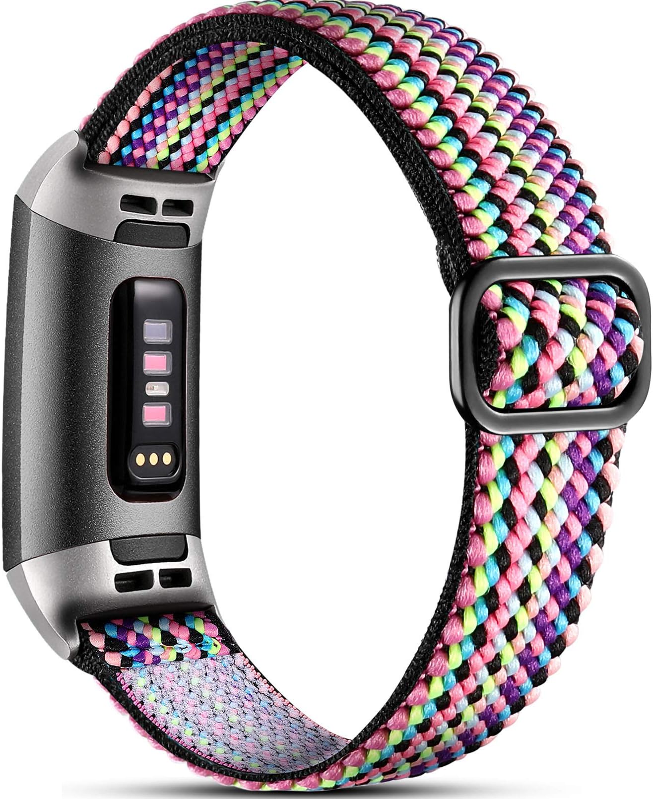 Stretchy Band Compatible with Fitbit Charge 3 / Fitbit Charge 4, Soft Elastic Adjustable Replacement Band with Stylish Pattern, Woven Nylon Sport Wristband for Women Men