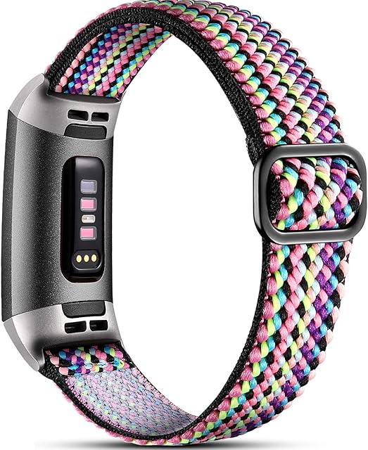 Dirrelo Stretchy Strap Compatible with Fitbit Charge 3 Strap/Fitbit Charge 4 Strap, Soft Adjustable Elastic Replacement with Stylish Pattern, Nylon Woven Sport Wristband for Women Men