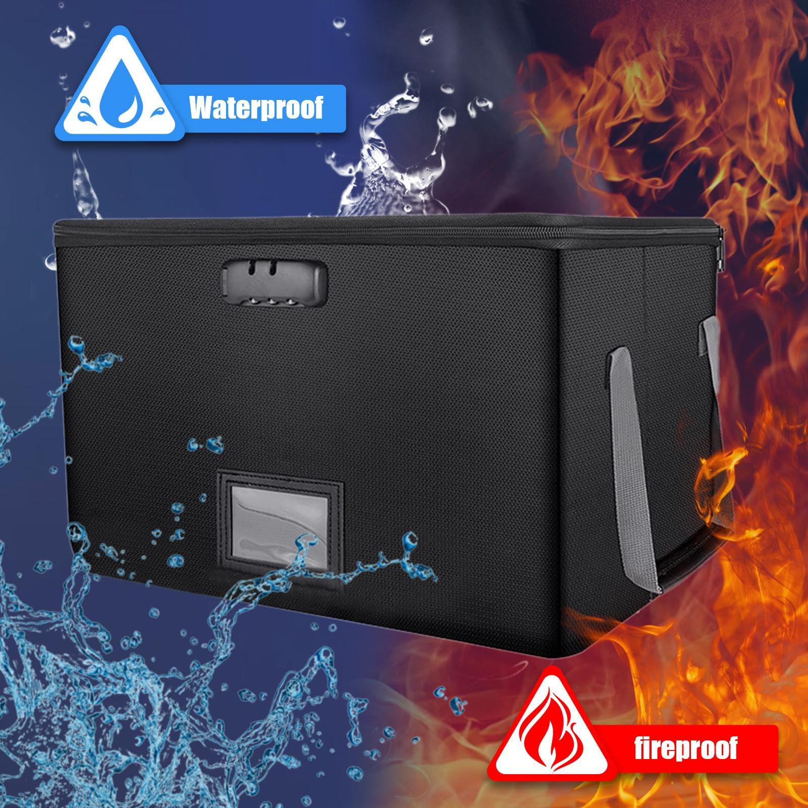 Wasserdichte sichere Box Locking File Box | Feuerbeständige | Dokumentenorganisatorgehäuse | Durable versiegelten Lagerbehälter mit Griff | Großes tragbares Archivierungssystem für Rechts