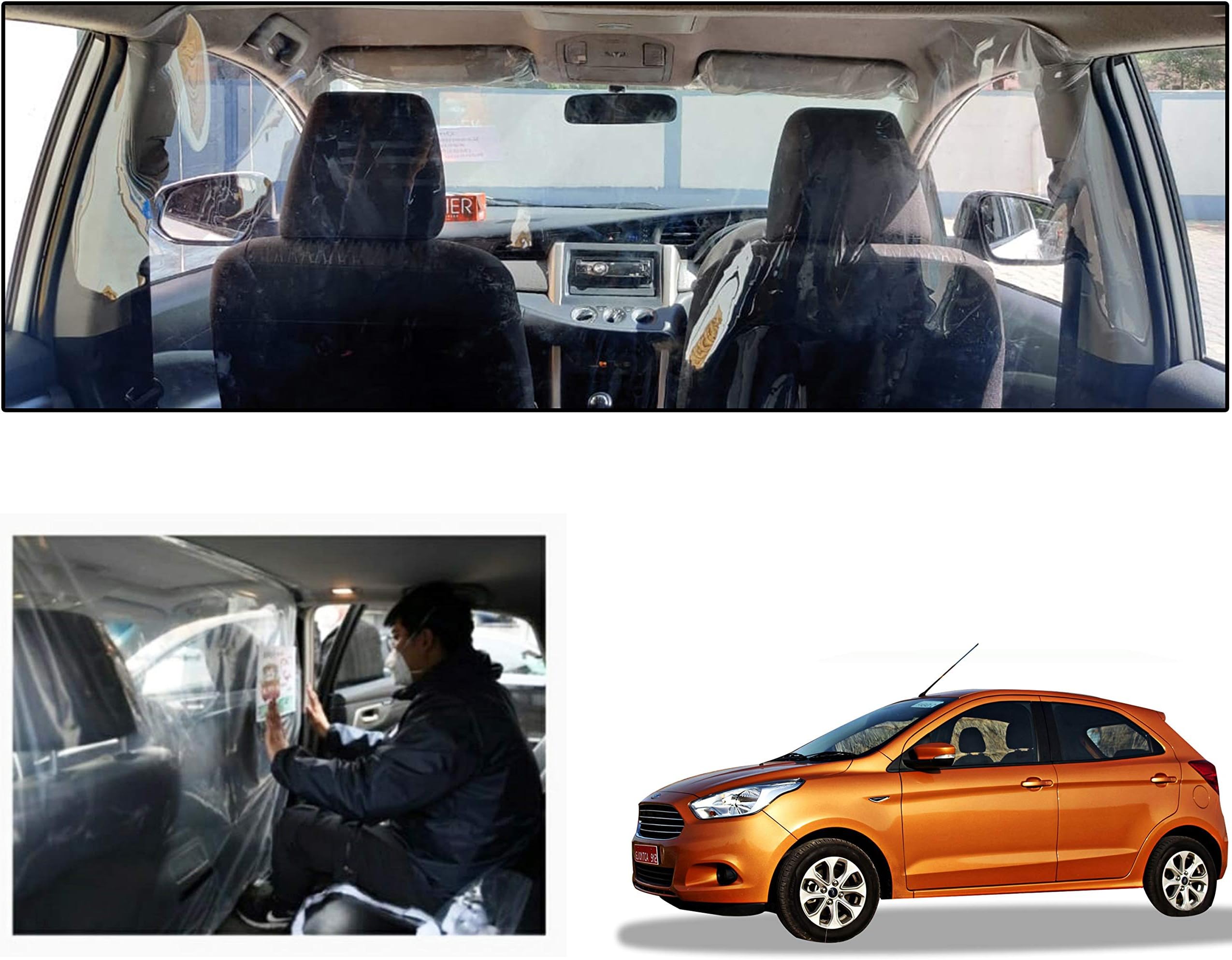 WolkomHome Isolation Partition Curtain & Protective Transparent PVC Car Safe Protector Full Rear Side Divider Film for Figo New 2015