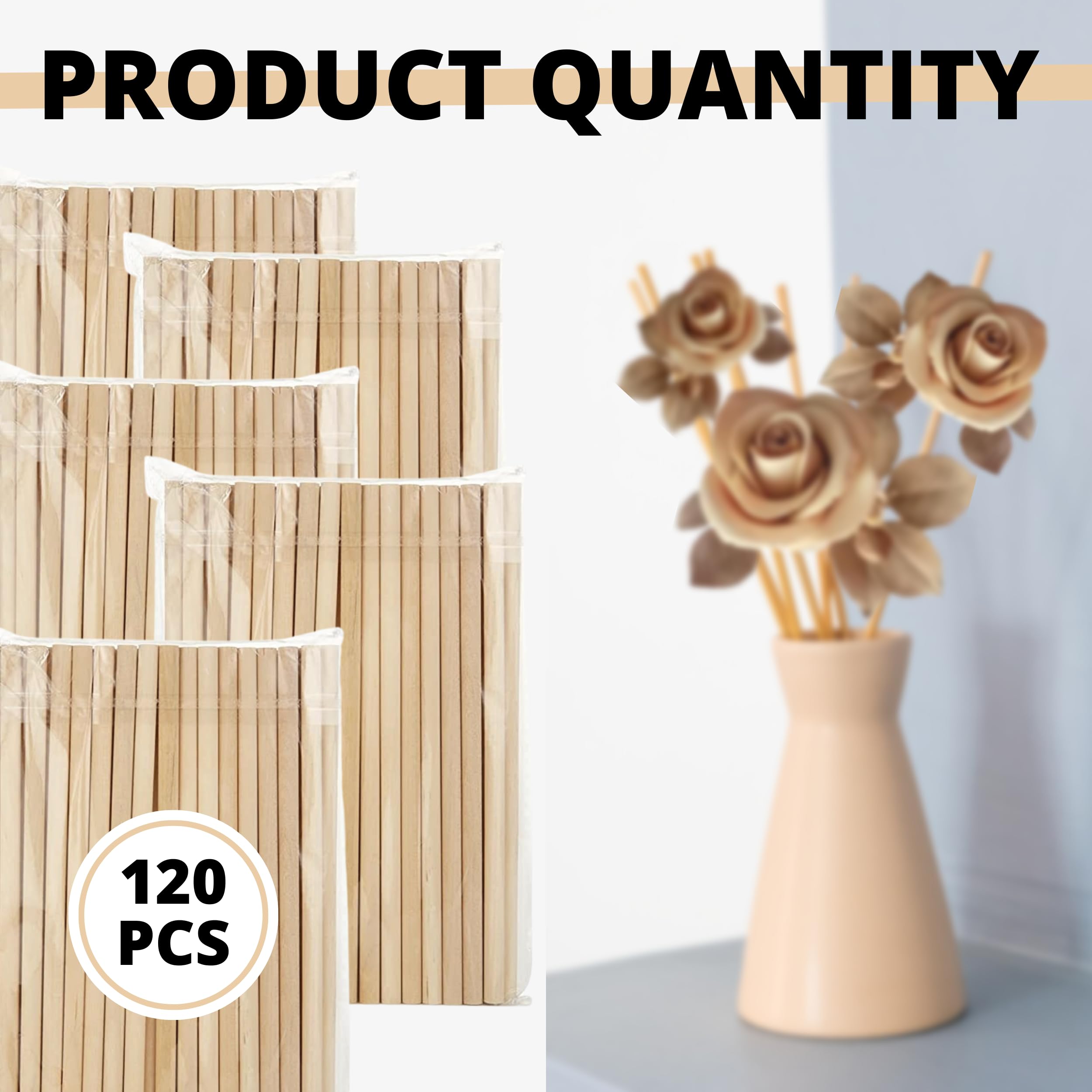 Tringle Rideau Bois HERCHR 10pcs Bâtonnets De Bois, Tiges Longues En Bois Bâtons En Bois Ronds Tourillon Bois Dur Non Finis Pour L'artisanat De Bricolage, 30cmx6mm Abaisse Langue Bois