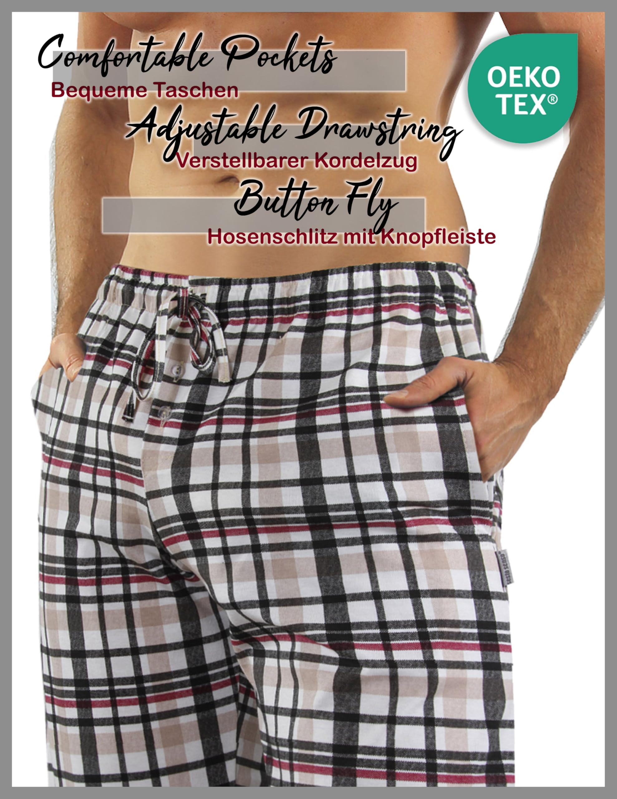 Sesto Senso Pijama de Hombre de Algodón Manga Corta Pantalones Largos Ropa de Dormir Conjunto de Dos Piezas