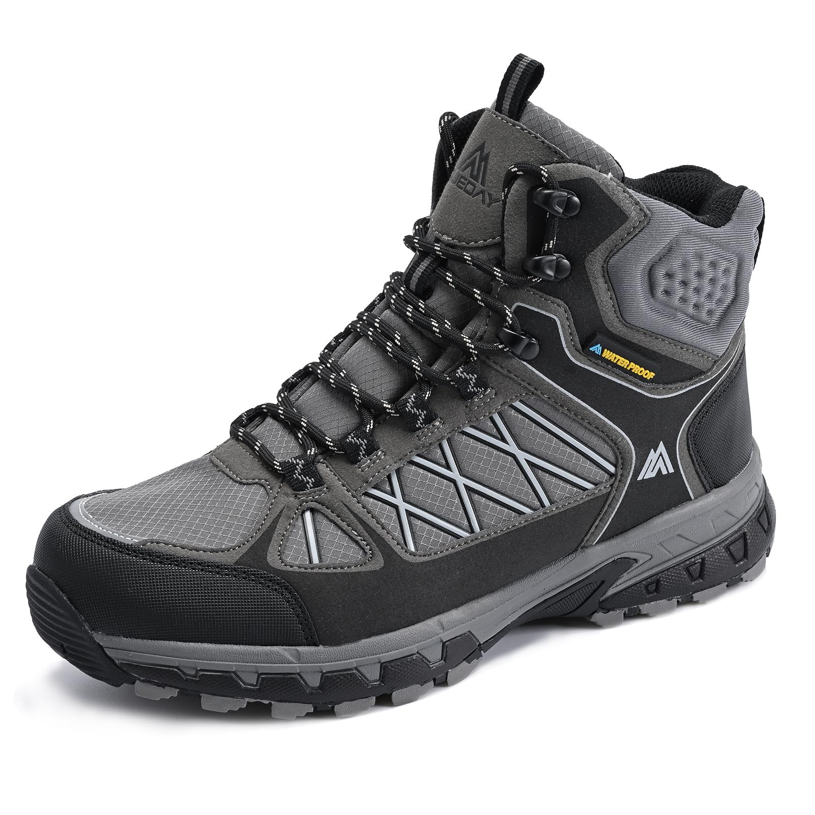 QuedayMen's Hiking Boots Waterproof Outdoor Lightweight Trekking Shoes Ankle High Boots