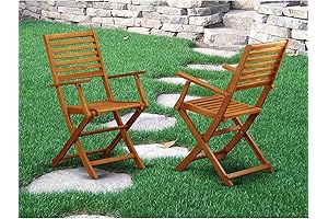 East West Furniture Beasley Folding Patio Dining Chairs with Arm Rest