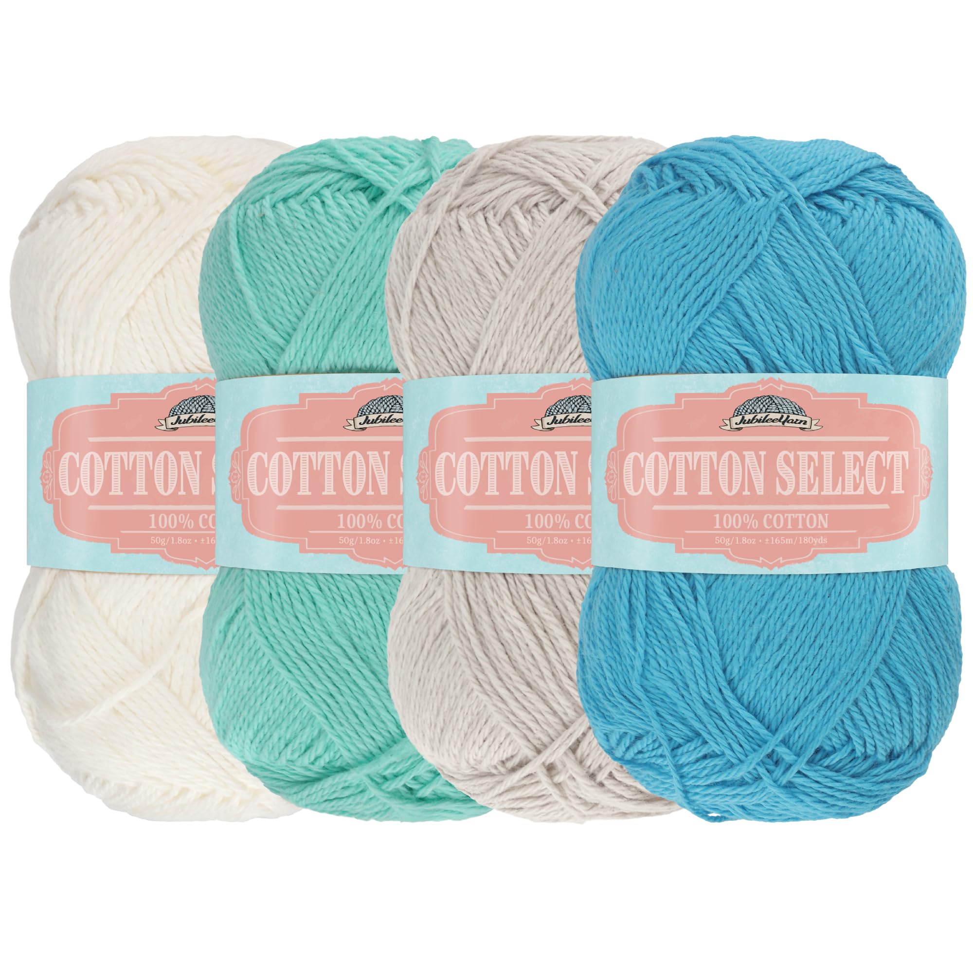 JubileeYarn Cotton Select Yarn - Sport Weight - 50g/Skein - Inspiration Assortment 88-4 Skeins