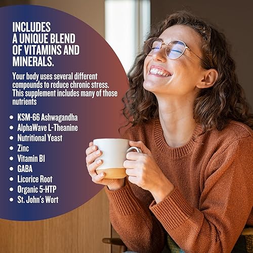 Miniatura 2 de Fórmula avanzada de estrés suprarrenal, suplemento de apoyo para la fatiga, administrador de cortisol con Ashwagandha - 90 cápsulas