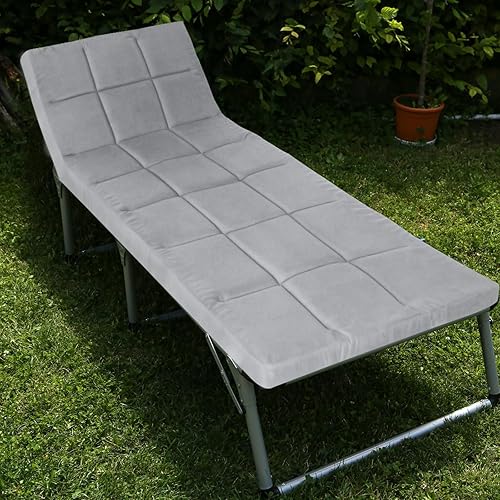 Miniatura 2 de Cubrecolchón para catre (grosor mejorado), almohadillas acolchadas de espuma para camping, almohadilla suave y cómoda para catre, solo la gris+azul