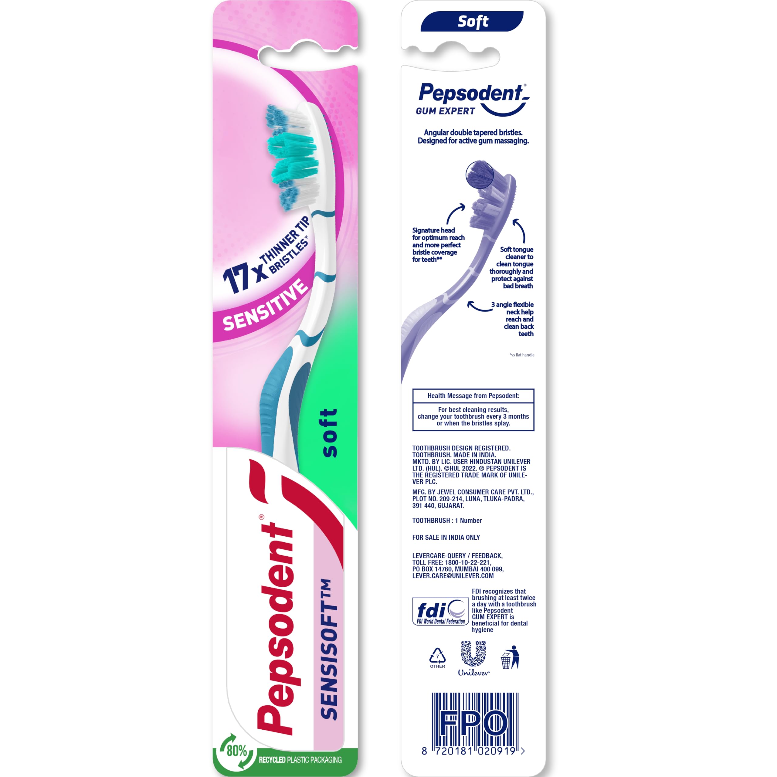 Pepsodent Sensisoft soft bristles manual toothbrush for adults - Multicolor - for sensitive teeth and gums (B0CRTN179C) Amazon Price History, Amazon Price Tracker