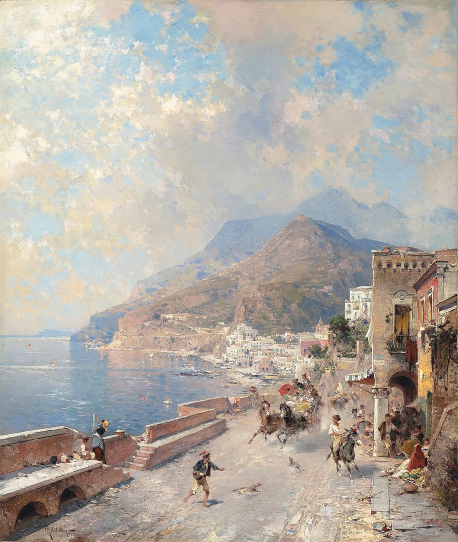 ARTXLXXBN Famous Painting Art Wall Decor Abstract Art Picture Gulf of Salerno Amalfi by Richard Unterberger Animal Pictures for Home Decor 60x90cm