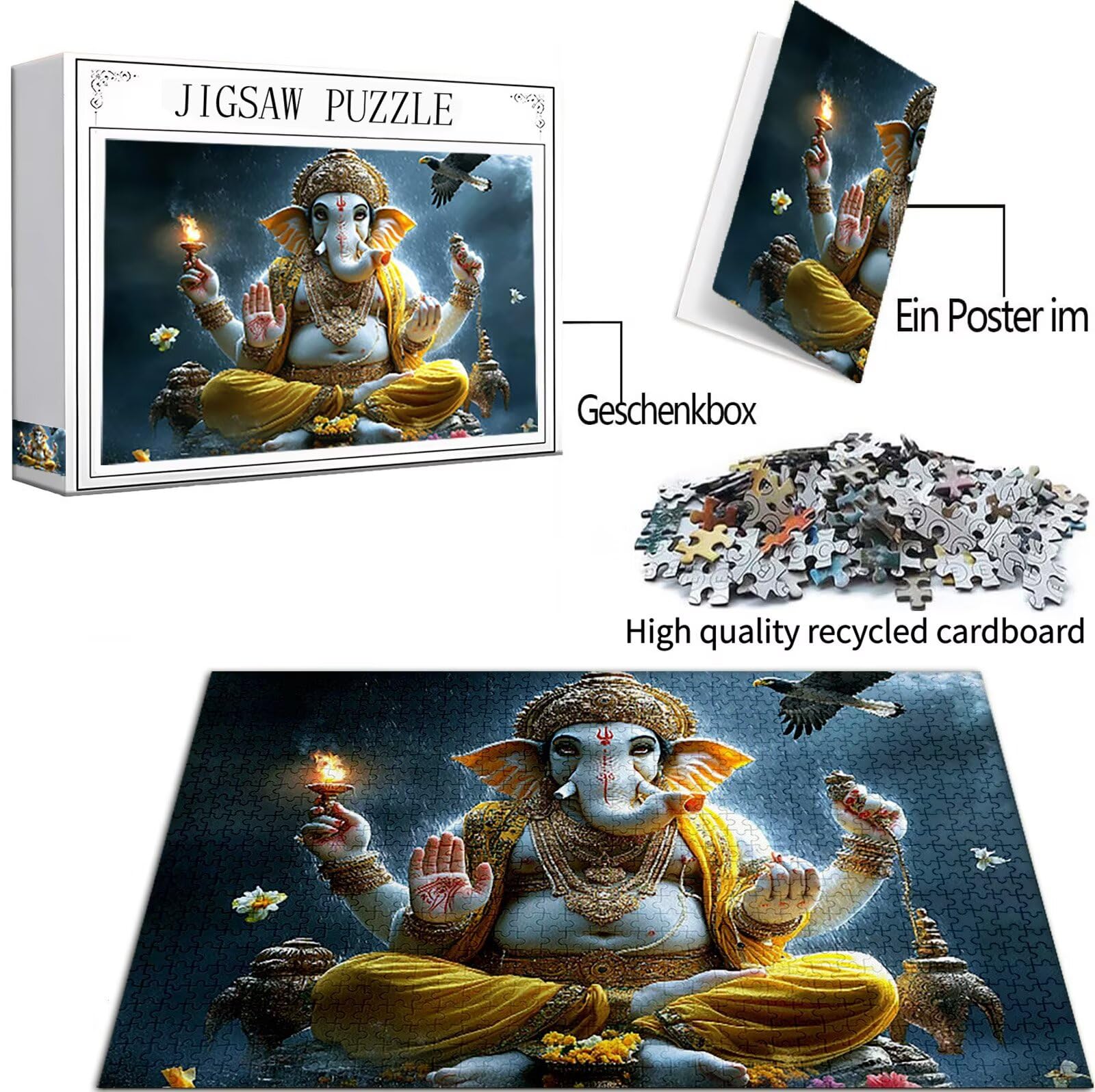 Aigle Puzzle 2000 Pièces Adultes, Grand Bois Puzzle Éléphant Motif Désign, 100x70cm Jigsaw Bricolage Artisanat 14 Ans Activité Familiale Emballage Cadeau pour Decoration Murale Maison Chambre,Model254