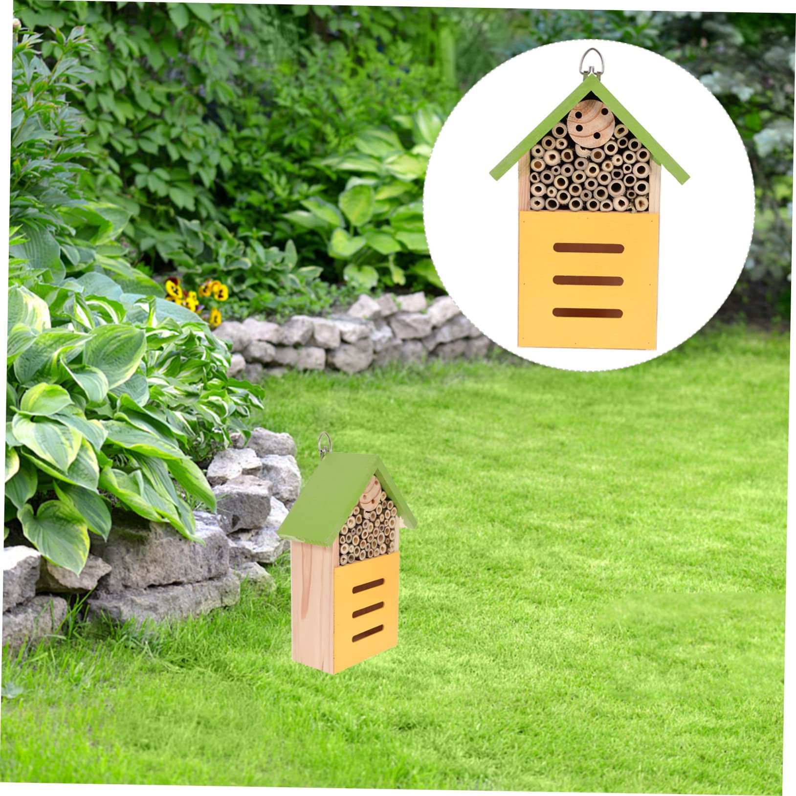 Dekoratives Insektenhaus für Garten Grün Langlebig als Lebensraum für Marienkäfer und Nützliche Insekten