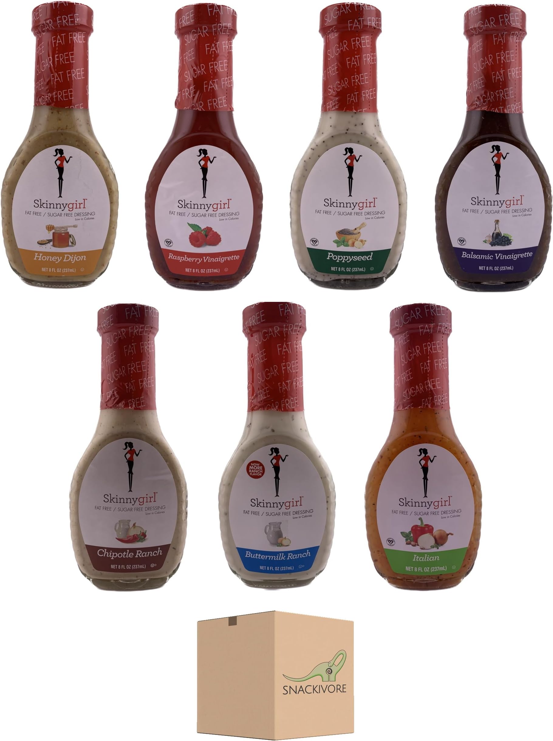 Skinny Girl Dressing 7 Flavor Variety Pack. Skinny Girl Salad Dressing Set Includes