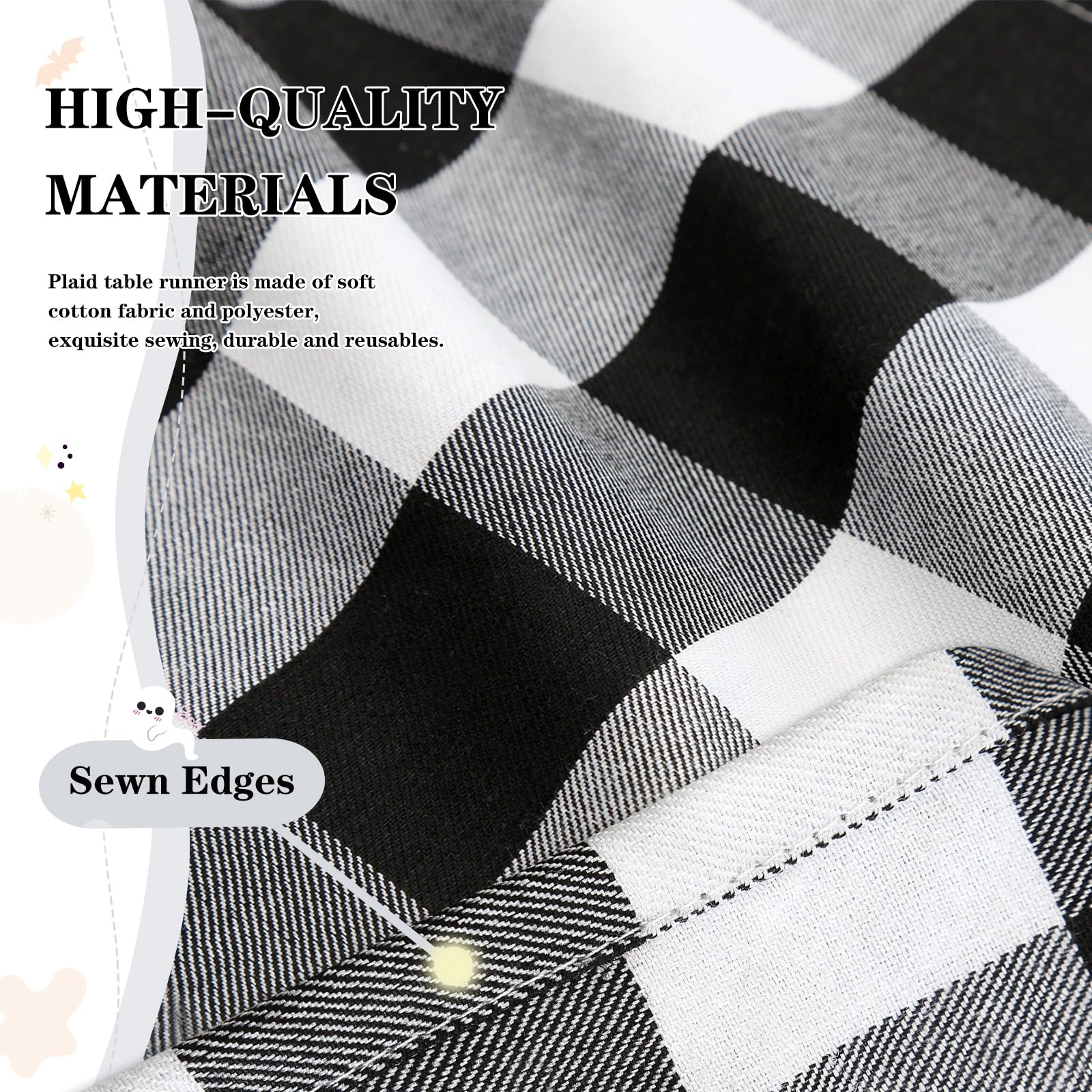 Buffalo Plaid Table Runners Packs 13×84 Inches Check Black and