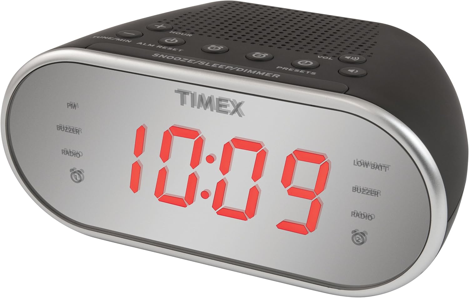 Timex AM/FM Dual Alarm Clock Radio with Digital Tuning 1.2" Red LED