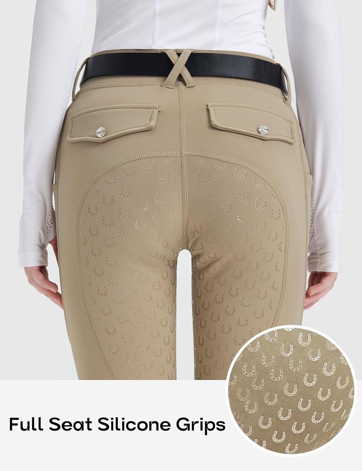 FitsT4 Sports Girls Riding Pants Fleece Lined Kids Winter Breeches Full Seat Silicone Equestrian Pants Tights Pockets - Image 4