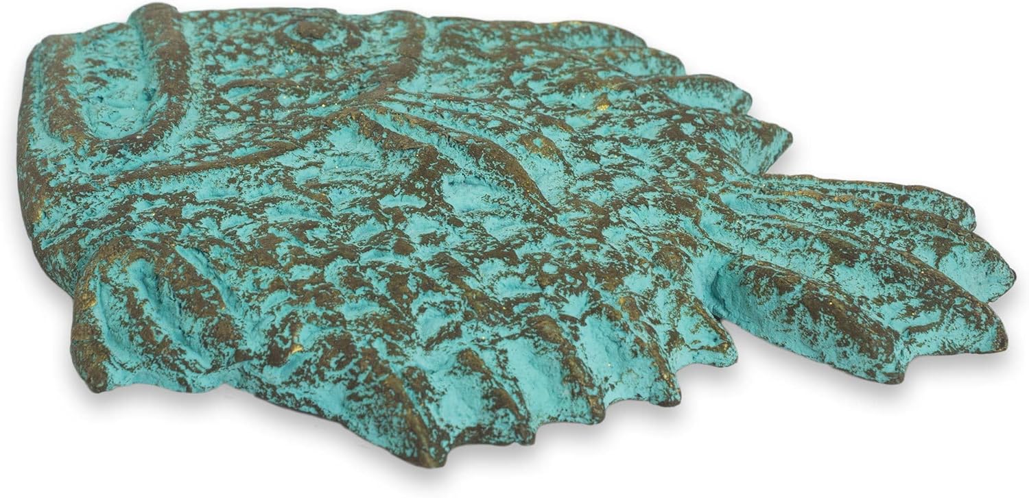 NOVICA Handmade Recycled Paper Wall Sculpture Thai of Green Piranha Fish Blue Thailand Decor Art Limpet Shell Animal Themed Beach Cottage 'Fierce Piranha'