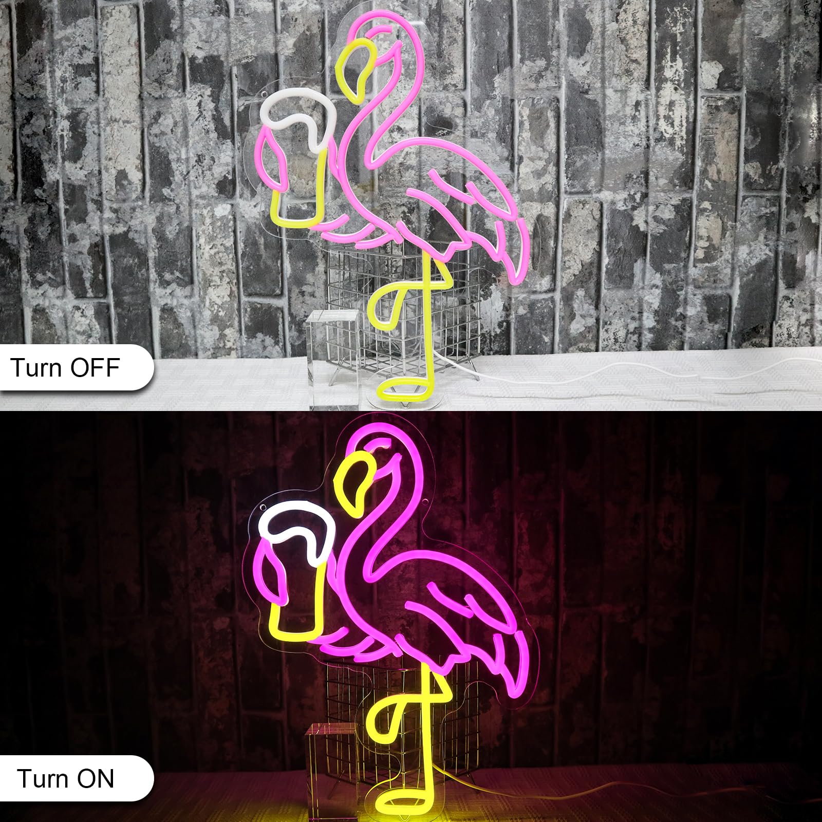 Segno al Neon Rosa di Fenicottero per Decorazione da Parete, Luce al Neon per Birra, Segno LED USB Regolabile per Bar, Casa, Pub, Camera da Letto, Ristorante, Rifugio Maschile, Negozio, Zona di