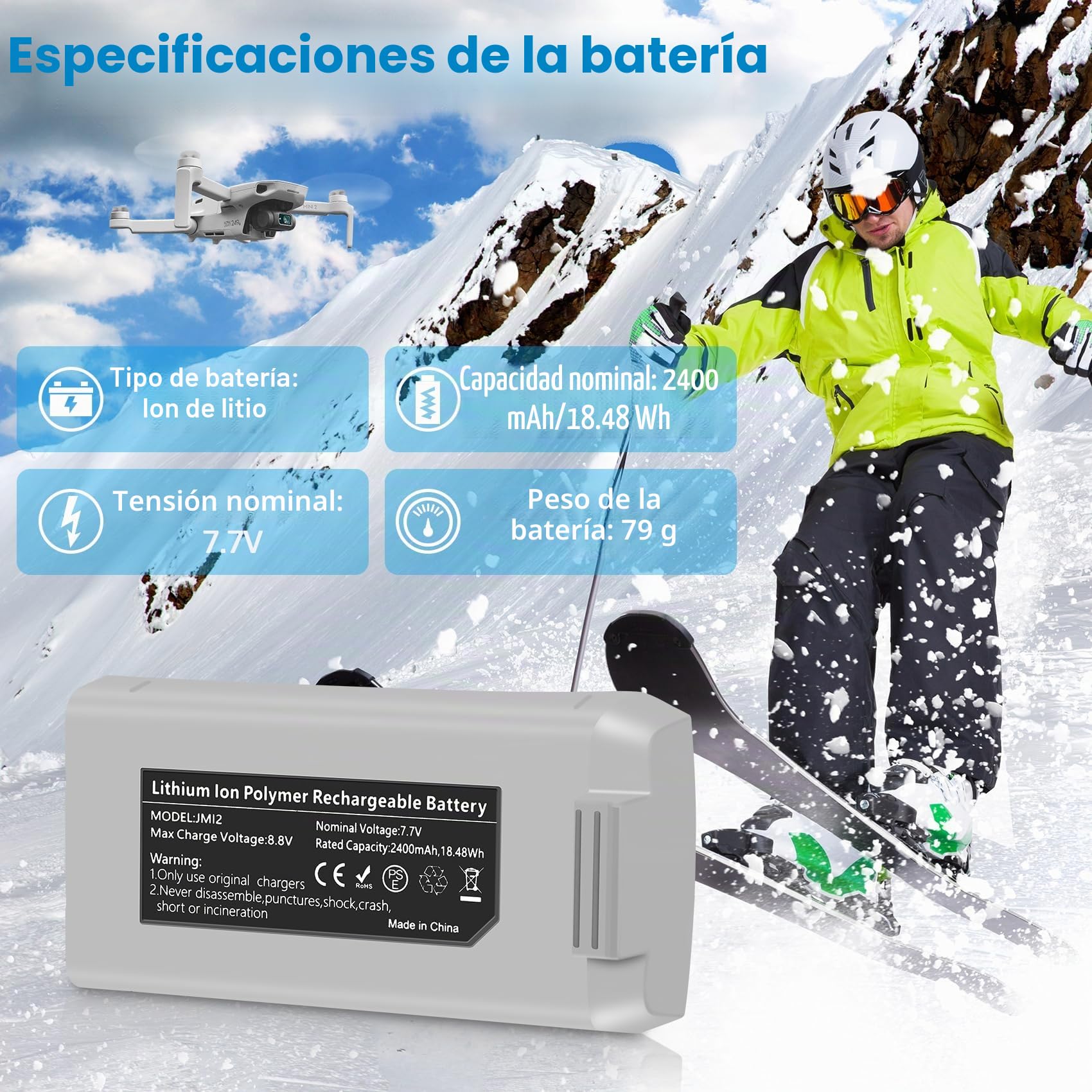 Fantayso Smart Flight Mini 4K/Mini 2 Batería 1 Pack 2400mAh Capacidad 31 Minutos Tiempo de Vuelo Máximo Compatible con DJI Mini 4K Mini 2 SE, Mini 2, Mini SE