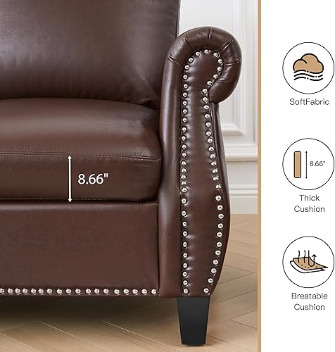 Miniatura 5 de AVZEAR Juego de sofá modular de 3 piezas, sofá de piel sintética, juego de sofá pequeño, sofás modernos de mediados de siglo con botón clásico