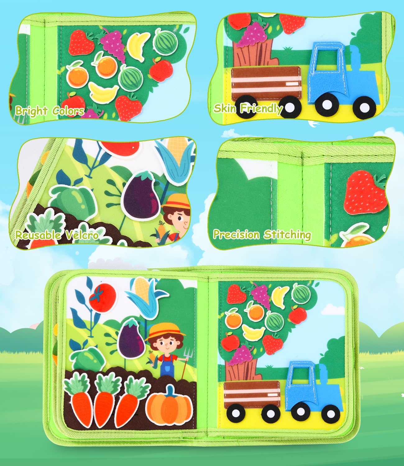Busy Board Montessori Libro Interattivo 1 Anno, Quiet Book Sensoriale Educativo, Feltro Valigetta Giochi Montessori Didattici per Bambini di 1 2 3 Anni, Regali per Bambino e Bambina