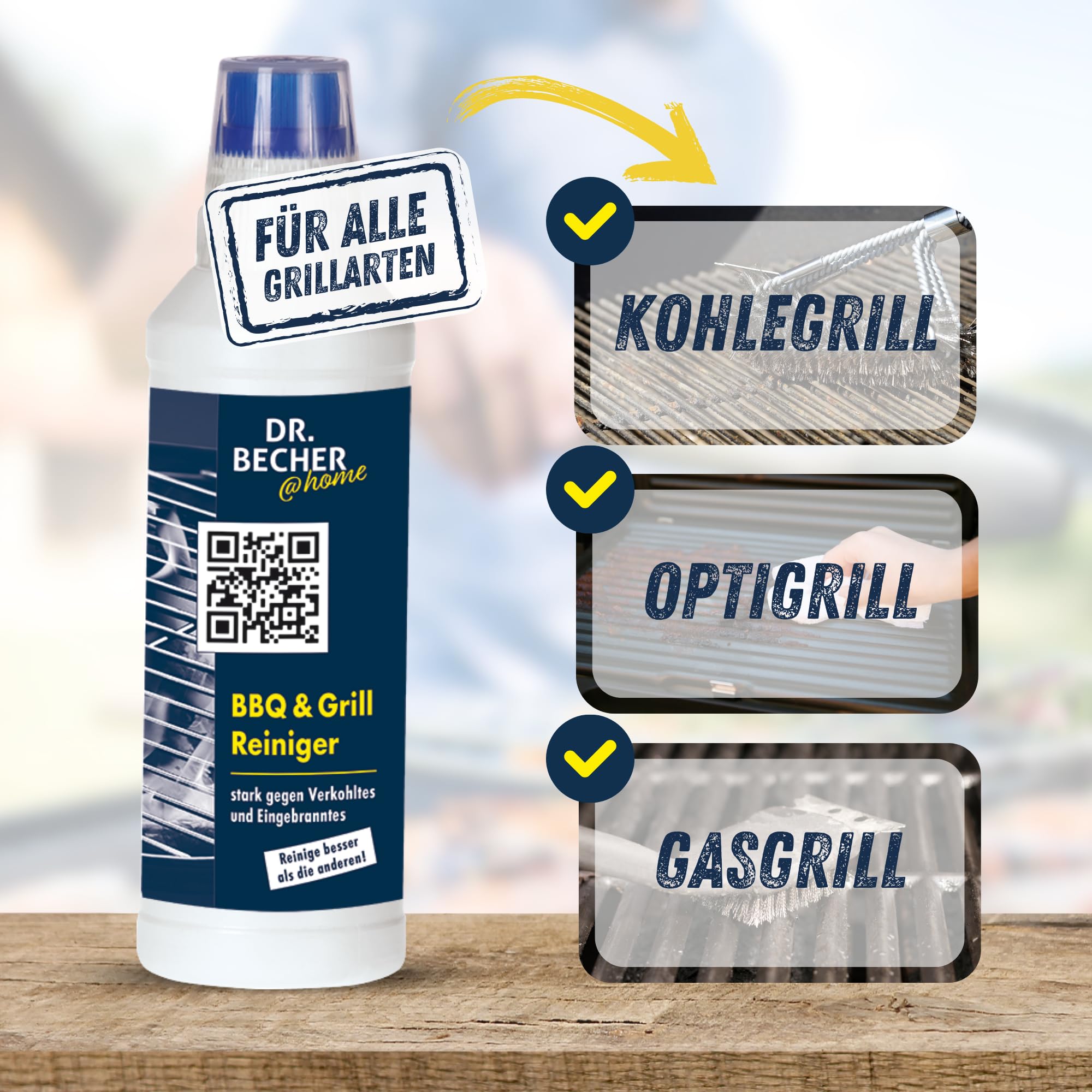 DR.BECHER @home Vorteilspack BBQ & Grill Reiniger Gel - Entfernt eingebrannte Verkrustungen zuverlässig und selbsttätig - Ideal für Edelstahlbleche, Grillroste und feuerfestes Glas 8x 500ml