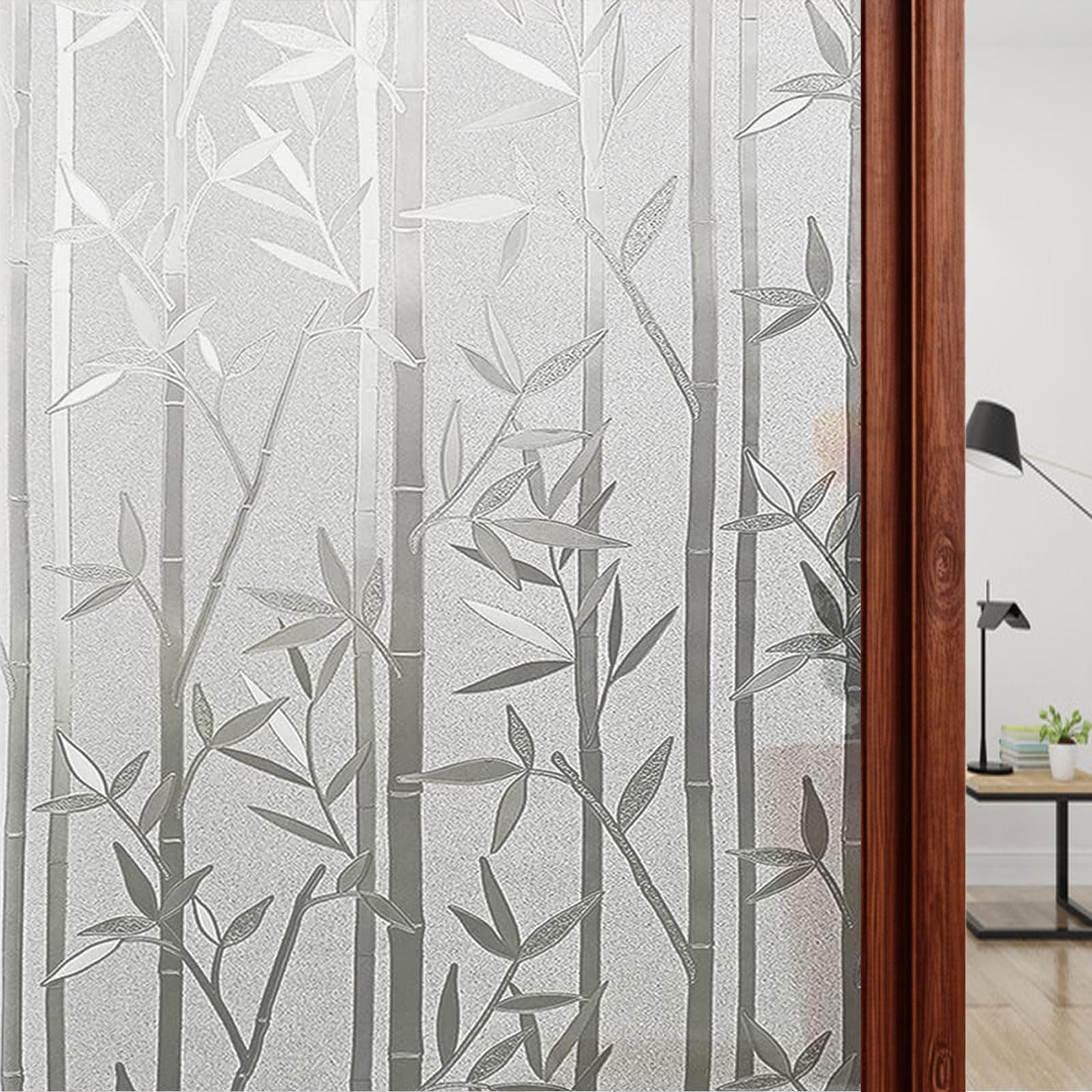 Pellicola Smerigliata per Finestre 70 x 320 cm Autoadesive Anti-Uv, Statica, Privacy Trasparente Auto Adesivo Pellicola per Ufficio Bagno da Letto, Bamboo