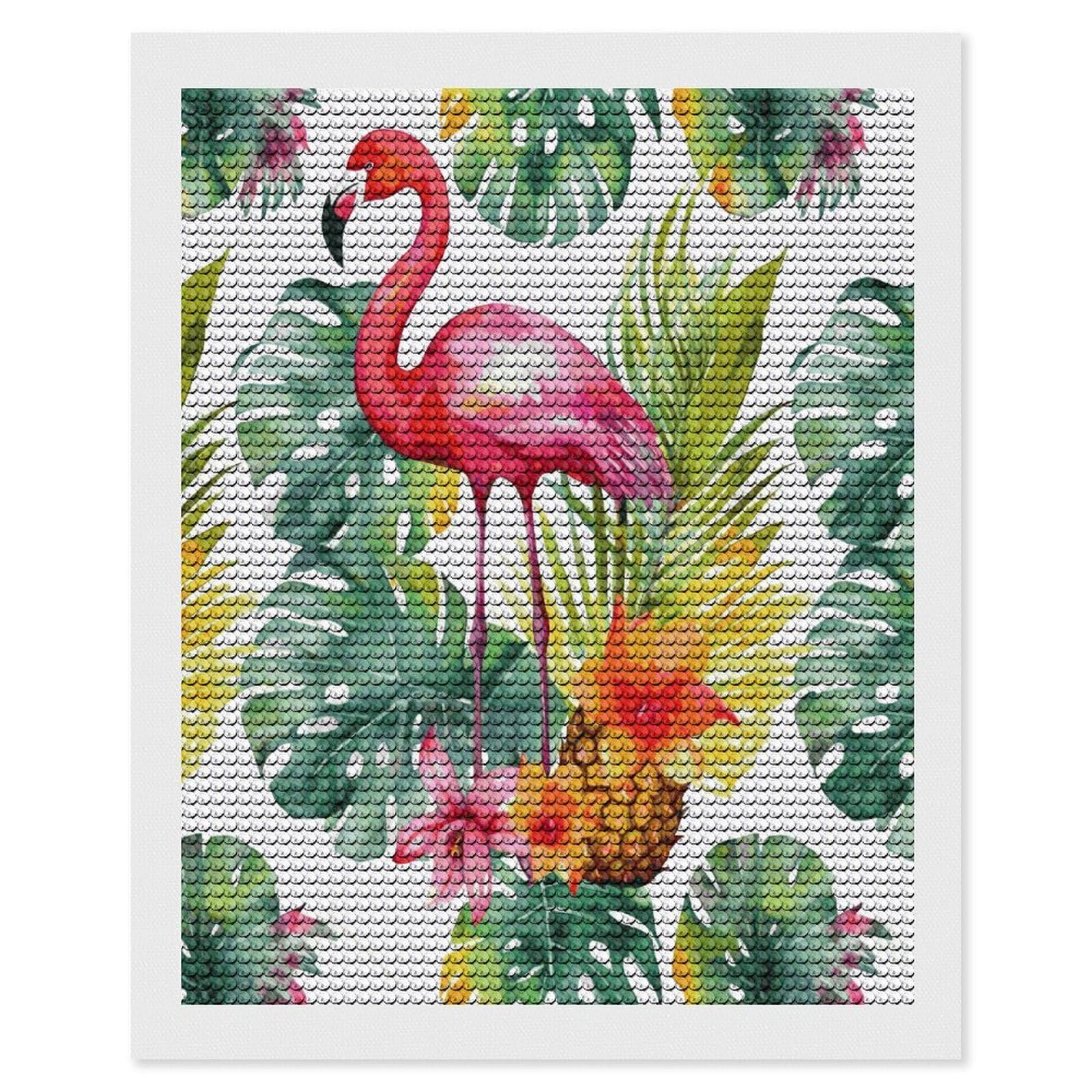 MUSM Tropical Watercolor Pineapple Flamingo Diamond Painting Kits for Adults DIY Round Paint with Diamonds Pictures Personalized Diamond Photo Art Full Drill for Beginners Wall Decor Gifts