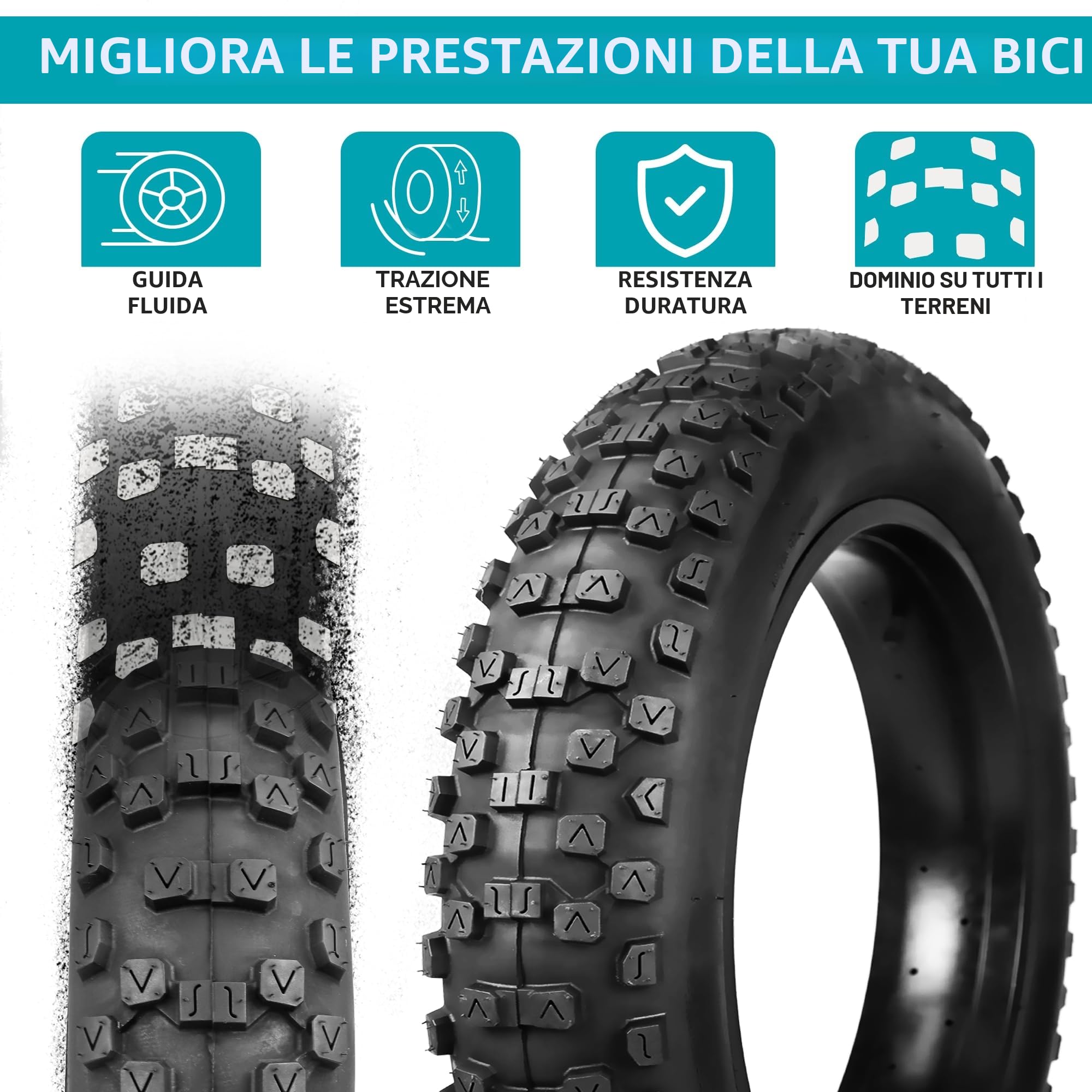 ZUKKA 20 pollici Heavy Duty E-Bike 20 x 4,0 guaina 102 – 406 pieghevole Fat Tire Fat Tire Grasso pneumatici per bicicletta elettrica e mountain bike