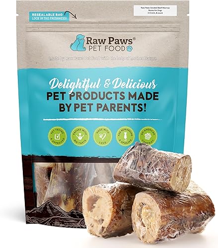 Raw Paws Huesos de médula de carne ahumada para perros, 3-4 pulgadas (8 unidades) empacados en Estados Unidos, huesos de carne de larga duración,