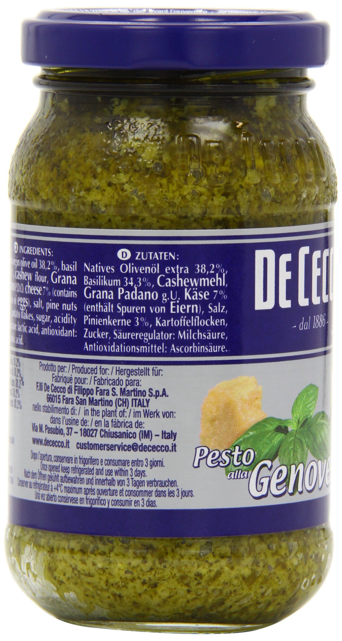 De Cecco Sauce Pesto Alla Genovese 200gr - Lot de 4