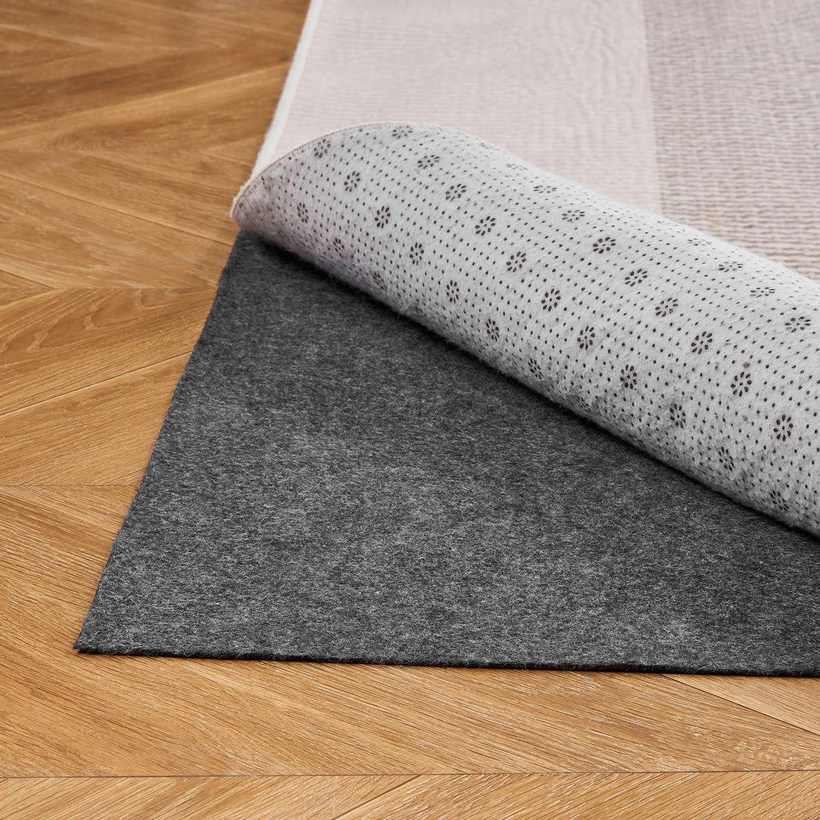 VEVOR Ferma Tappeto Antiscivolo da 2743,2 x 3657,6 x 3 mm, Rete per Tappeti con Cuscino in Feltro a Doppia Superficie e Antiscivolo in Gomma, Protezione per Pavimenti in Legno per Pavimenti, Finiture