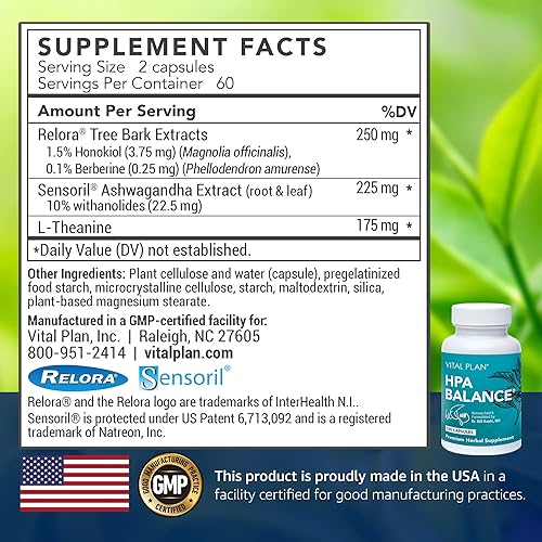 Miniatura 2 de Vital Plan Suplemento suprarrenal HPA Balance del Dr Bill Rawls - Apoyo suprarrenal estado de ánimo y hormona para mujeres y hombres con Sensoril