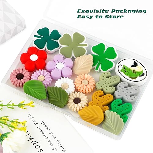 Miniatura 4 de Sunrony 20 cuentas focales de silicona, cuentas de silicona de girasol para hacer llaveros, cuentas de silicona de cactus para bolígrafos, cuentas