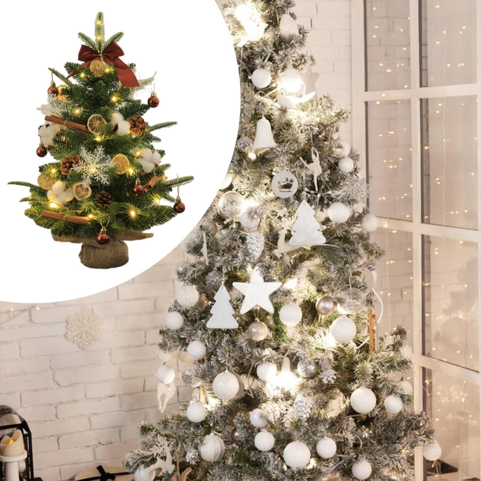 Harilla Albero di Natale Da Tavolo con Luci, Piccolo Albero Decorativo Artificiale, Pianta Artificiale per Ufficio O, 60 cm