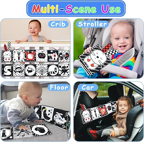 Miniatura 5 de Juguetes para bebés en blanco y negro, de 0 a 6 meses, 2 piezas, de alto contraste, juguetes para recién nacidos de 0 a 3 meses, desarrollo