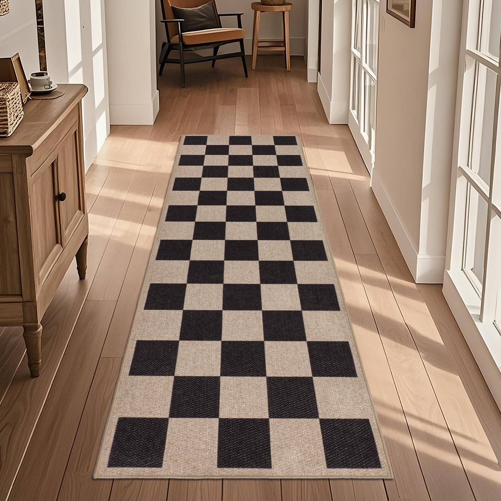 TUKDAK Boho Runner Rugs for Hallway Non Slip 60x180cm, Woven Runner Rugs for Kitchen, Braided Absorbent Long Floor Carpet, Washable Floor Mat for Entryway, Entrance, Bedroom, Hall — image 1