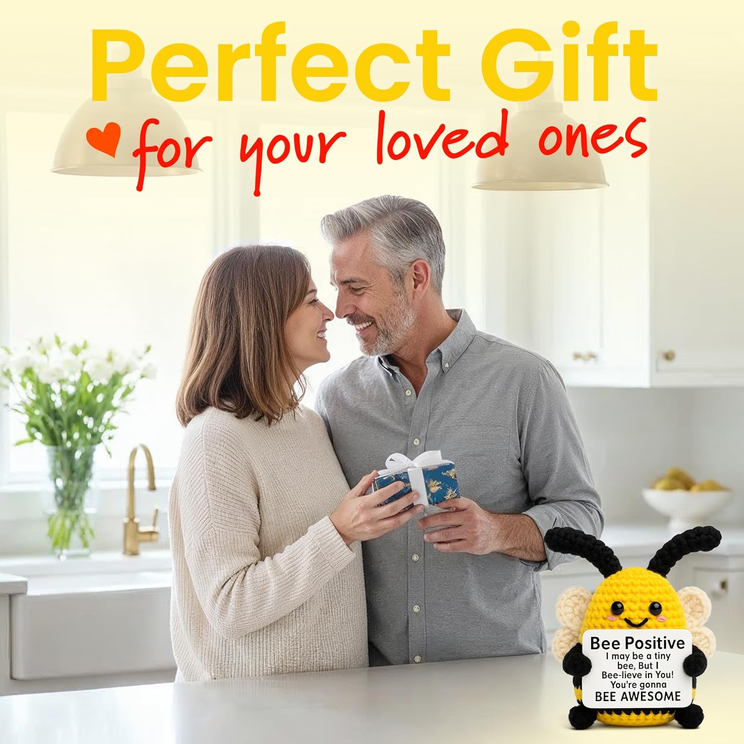 Positive Awesome Bee - Emotional Support Crochet Doll Handmade Positive Crochet Animals Emotional Support Plush Gift Crochet Positive for Anxiety & Stress Relief - Image 6