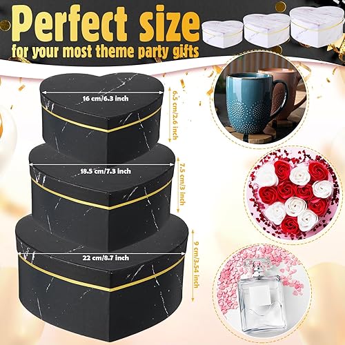 Miniatura 2 de Kosiz 12 cajas de flores de corazón de mármol, cajas de regalo para el día de la madre con tapas para arreglos, cajas de regalo florales para