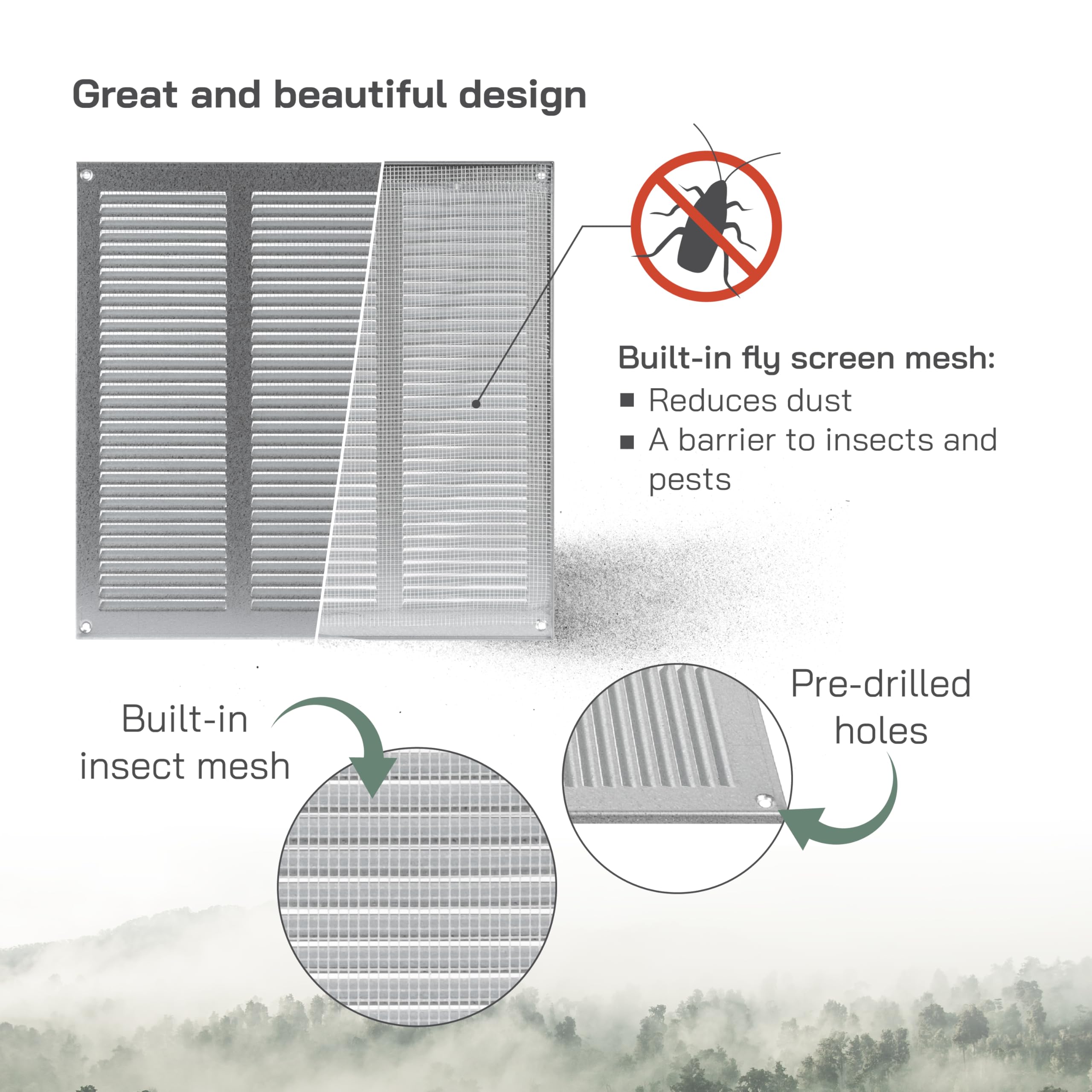 Vent Systems 300 x 300 mm / 12" x 12" Inch Vent Cover, Galvanised Metal Vent Cover - Image 4