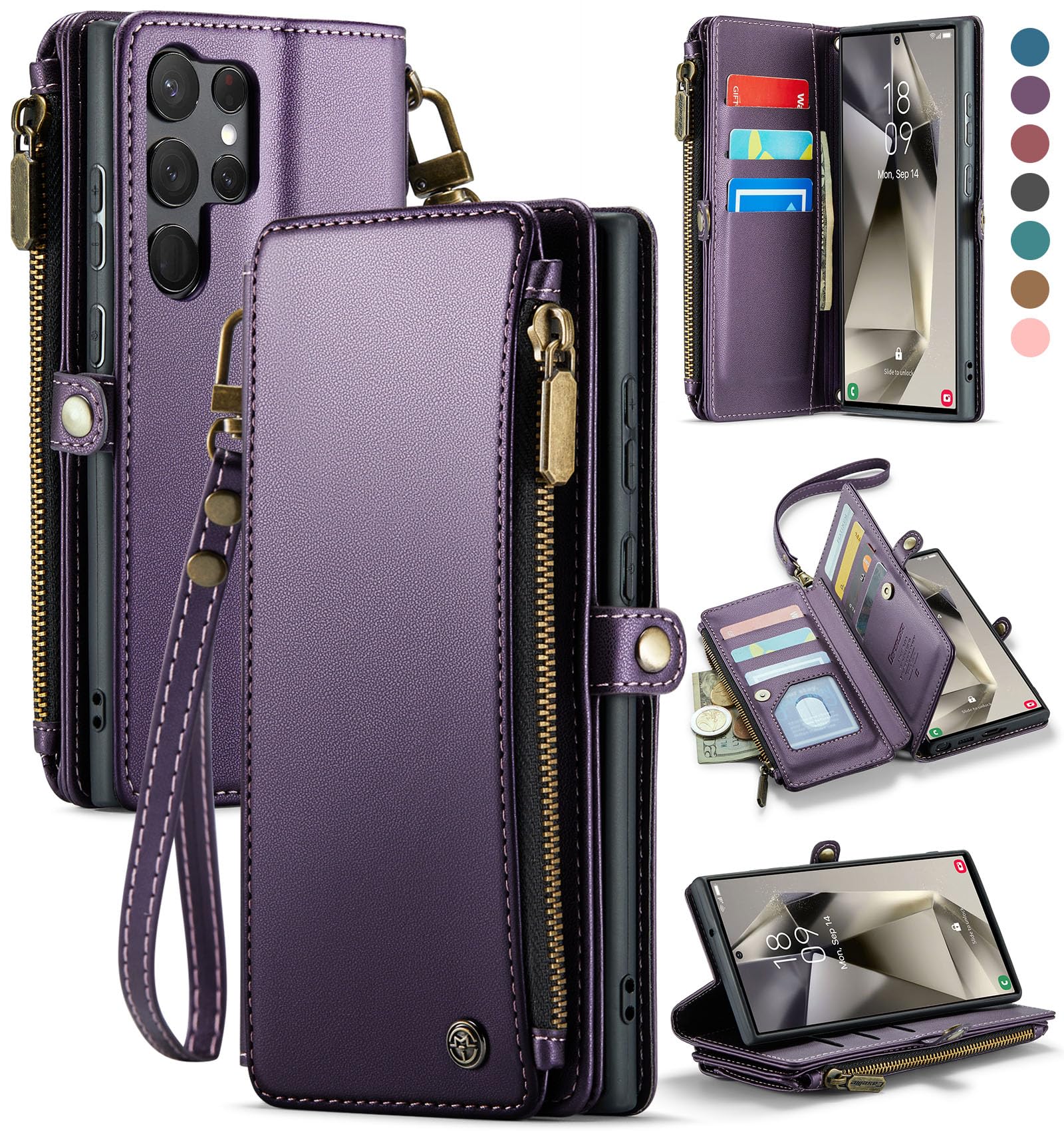 Defencase Compatible with Samsung Galaxy S23 Ultra Case Wallet with RFID Blocking Card Holder for Women Men PU