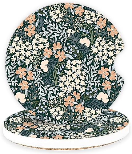 Posavasos absorbentes para automóvil, paquete de 2 unidades para portavasos (salvia)