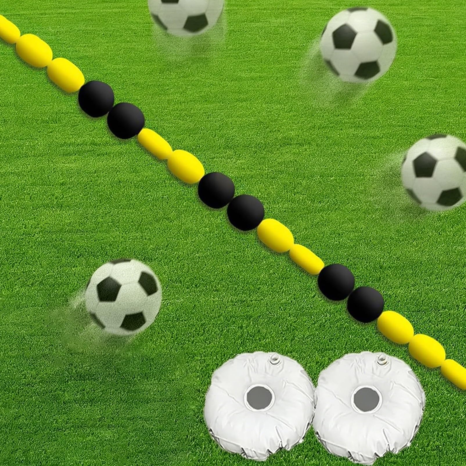 2,5 m / 4 m Fußball-Torwart-Ablenkungstrainer – verstellbares Reflex-Trainingssystem mit Wasserbeuteln und Beweglichkeitsseil for Torwartfähigkeiten