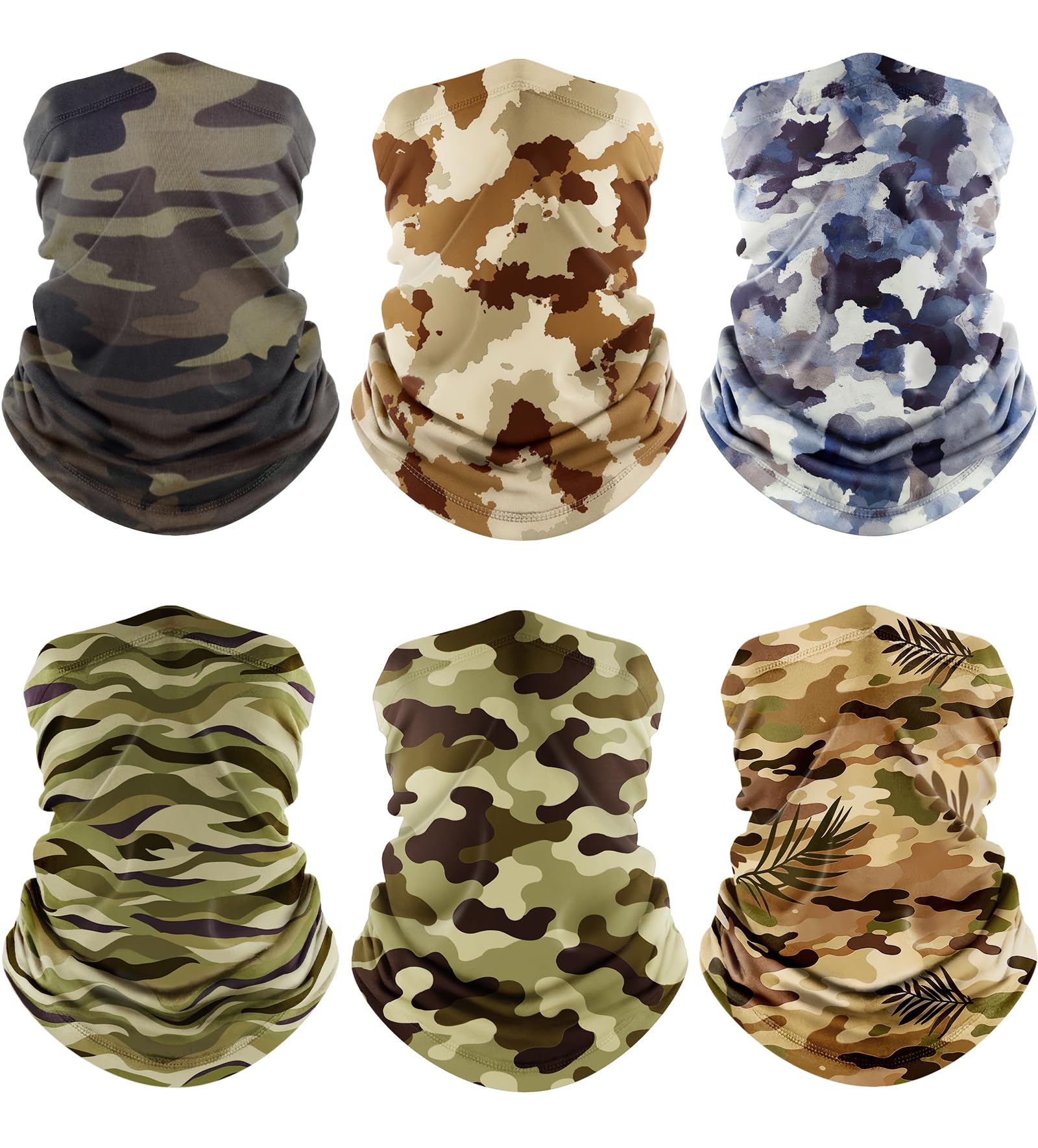 Fuinloth Neck Gaiter, 6 Pack Cooling UV Protection Bandana Face Mask Gator Scarf for Men Women